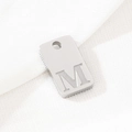 Polished stainless steel rectangular pendant with engraved letter M on fabric - Letter M(KLJ9793-Z) / Silver