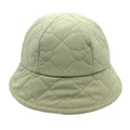 Close-up of light green corduroy bucket hat with unique heart-shaped quilted stitching details - M (56-58cm) / Light Green