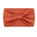 Elastic terracotta yoga headband with stylish wide bow knot design in soft fabric - Orange