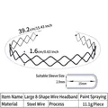 Black wavy metal hairband made of spray-painted steel wire with protective silicone caps - Large Figure-8 Steel Wire