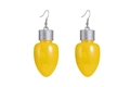 Luminous yellow bulb shaped LED Christmas earrings with silver metallic hook base - Yellow Bulb Hook