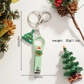 Detailed view of Christmas tree nail clipper keychain with dimension specs 13x5cm - Christmas Tree Style 2