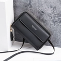 Classic black crossbody phone bag with gold metal hardware and stylish tassel detail - Black