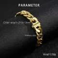 Pulsera de cadena cubana de 13mm en acero inoxidable dorado con cierre de seguridad - Dorado / Pulsera 21cm