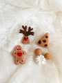 Handgefertigte Weihnachtsanhänger aus Filz mit Rentier, Lebkuchenmann und süßen Dekorationen - Stil D (Lebkuchenmann und Maussilhouette)