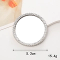Close-up of a 5.3cm silver rhinestone-embedded makeup mirror for DIY phone cases - Silver Round (5.3cm)