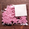 Pink glowing star wall stickers in plastic bag with adhesive backing for room decoration - Medium Version/100 Pieces Pack / 3cm/Glow / Pink