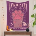 Detalle de un tapiz bohemio con diseño de pata rosa y símbolos de astrología - 73*95CM (Felpa Corta) / Púrpura Pata de Gato Quiromancia QY616-7