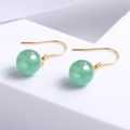 Eleganti orecchini in argento S925 con perle di avventurina verde e ganci dorati - Argento 925 / 10mm / Oro
