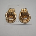 Vintage style gold layered triple hoop earrings with polished metallic finish - 22X32 Gold Style