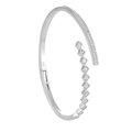 S925 sterling silver open bracelet featuring square clear cubic zirconia and geometric tips - 925 Silver / White Gold