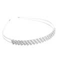 Elegant double-layered silver headband featuring rows of sparkling square rhinestones - C8528-2# Silver