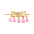 Gouden geometrische haarknotspeld met roze kwastjes in minimalistische vintage stijl - Roze