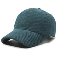 Solid deep teal corduroy baseball cap for women featuring a minimalist six-panel design - Adjustable / Green