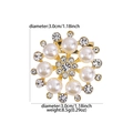 Golden sunburst brooch with white pearls and rhinestones, 3cm diameter size view - Xd824222