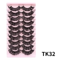 TK32 zwarte DD curl kunstwimpers set van 10 paar met roze basis Russisch volume - Dikke stijl (TK32)