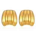 Golden pumpkin shape stainless steel earrings with polished finish and glossy surface - Pumpkin Stud Earrings Gold (MS-374)