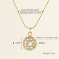 Collana dorata in acciaio inossidabile e zircone con catena S da 45cm e pendente 10mm - Zirconia Bianca