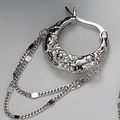 Pendientes de plata de ley S925 con textura de lava irregular y cadenas de metal dobles - Plata 925 / Plateado
