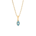 Elegant gold chain necklace featuring a blue enamel evil eye marquise pendant design - Marquise Blue Eye (9#)