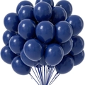 Deep blue thickened matte latex balloons with blue ribbons for party decorations - Retro Night Blue