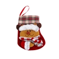 Classic red Christmas stocking with plaid trim and a 3D plush reindeer decoration - Elk Style