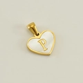 Golden heart pendant with white mother of pearl and letter P detail on beige background - Letter P (Single Pendant)