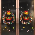 Stickers de Noël électrostatiques pour vitres avec couronne, renne et flocons de neige - Style Couronne de Noël (WQ Christmas Window Flower 03)