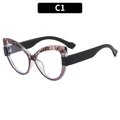 Elegante TR90 cat-eye bril in zwart en bruin marmeren kleurblokstijl voor dames - Barnsteen Boven Transparant Grijs Onder Zwarte Poten
