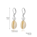 Seashell pearl drop earrings with dimensions 4.6cm length and 1.3cm width for summer vacation - Shell Style (E2403-1)