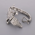 Bracciale a coccodrillo stile punk in argento antico con trame di scaglie realistiche - Stile Coccodrillo (KB29977-D)