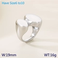 Anello geometrico irregolare a doppio ovale in acciaio inossidabile argento opaco - US 6 / Color Acciaio