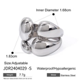 Anillo de doble capa de acero inoxidable con baño de oro de 18k y acabado impermeable y liso - Estilo Apilado de Cuentas Redondeadas (JDR2404029-S)