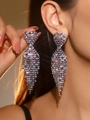 Elegant heart-shaped drop earrings with blue and white crystals in a fringe tassel design - Blue Gradient Tassel Style (DTE1616862-XH08)