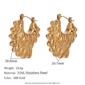 18K gold plated 316L stainless steel earrings with hollow double-layered petal design - Irregular Double-Layer Petal Hollow Earrings - Gold
