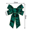 Nœud de Noël en velours vert foncé avec bords dorés pour sapin de Noël, 23x33cm - Vert (23cmx33cm)