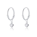 Orecchini a cuore in argento sterling S999 con cerchi rotondi lucidi di colore argento - Materiale Argento S999 / Orecchini a cuore