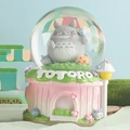 Pink Totoro treehouse music box with rotating snow globe and character statue - 0287 Pink Base / Medium 80mm Light + Snow