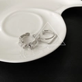 Vintage S925 sterling silver set featuring irregular texture ring and geometric ear clips - JZ0121-Ring & Ear Clip