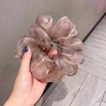 Elegante elastico in organza champagne con glitter e morbida trama voluminosa - Organza Rosa Coreano