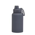 Deep charcoal grey 650ml stainless steel sports bottle with matte finish and handle - Dark Grey - Sport