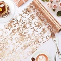 Rose gold foil table runner on a white table with coffee and elegant floral decorations - Rose Gold