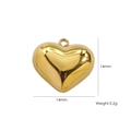 Polished 14K gold-plated heart pendant for DIY jewelry measuring 14mm with 5.2g weight - Mini Shiny Heart Pendant (14x14mm)