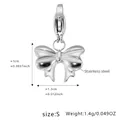 Poliertes Edelstahl Schleife-Anhänger mit Karabinerverschluss für DIY-Schmuck - Schleife Anhänger / Stahlfarbene Schleife