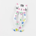 Cute white cartoon cat hair clip with colorful flower patterns and metal snap BB clip - White & Brown Cat