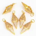 Gold-filled ice cream cone pendant with micro-paved sparkling crystals in 6-piece set - Ice Cream / Gold