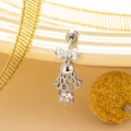 Silver bowknot bell stud earring in titanium steel with sparkling zircon stone - Silver White Style (Single Piece)