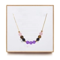 Detail of beaded gemstone necklace with quartz and amethyst in a kraft gift box - Protection Series - Style 1