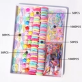 30pcs macaron hair clips and 1000pcs elastic rubber bands set for girls styling - C73 (2160PCS Boxed Set)