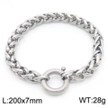 Silbernes Edelstahl-Weizenkettenarmband für Herren mit gemustertem Federringverschluss - Silbernes Weizenketten Armband (KB181453-Z)